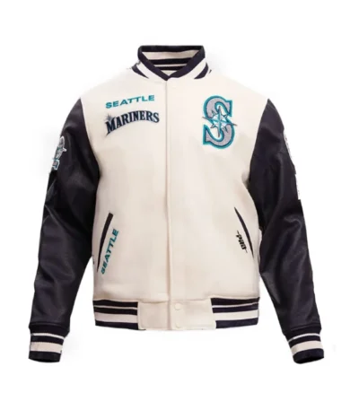 Seattle Mariners Retro Rib Eggshell and Navy Varsity Jacket