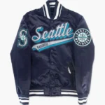 Seattle Mariners Script Tail Navy Satin Jacket