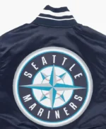 Seattle Mariners Script Tail Navy Satin Jacket