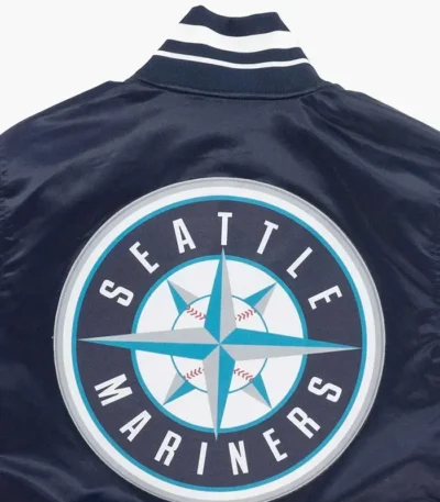 Seattle Mariners Script Tail Navy Satin Jacket