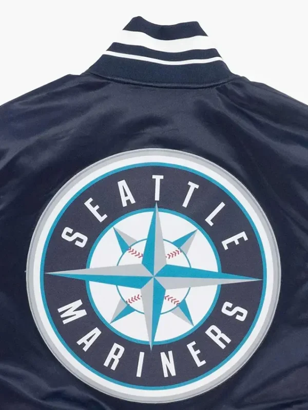 Seattle Mariners Script Tail Navy Satin Jacket