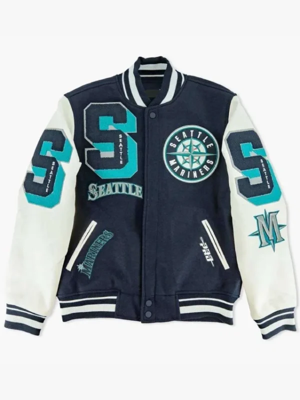 Seattle Mariners Sluggers Navy and White Varsity Jacket