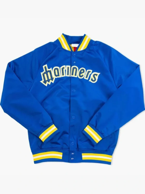Seattle Mariners Throwback Wordmark Royal Satin Jacket
