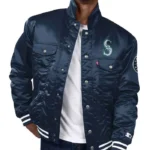 Seattle Mariners Trucker Satin Navy Jacket