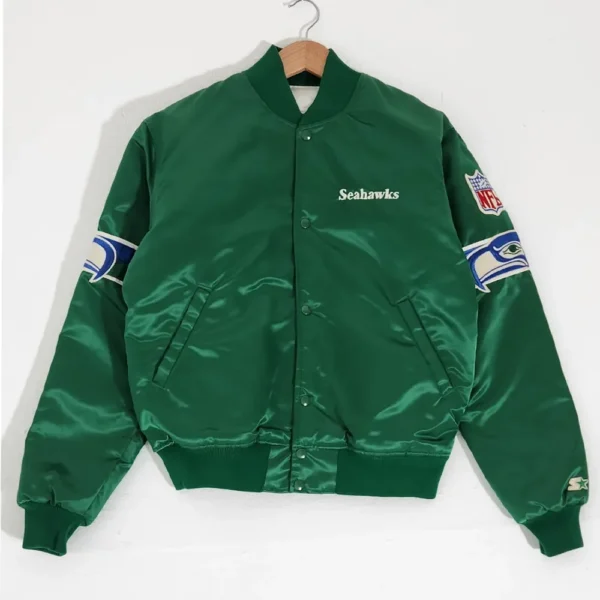 Seattle Seahawks 1990s Green Satin Jacket