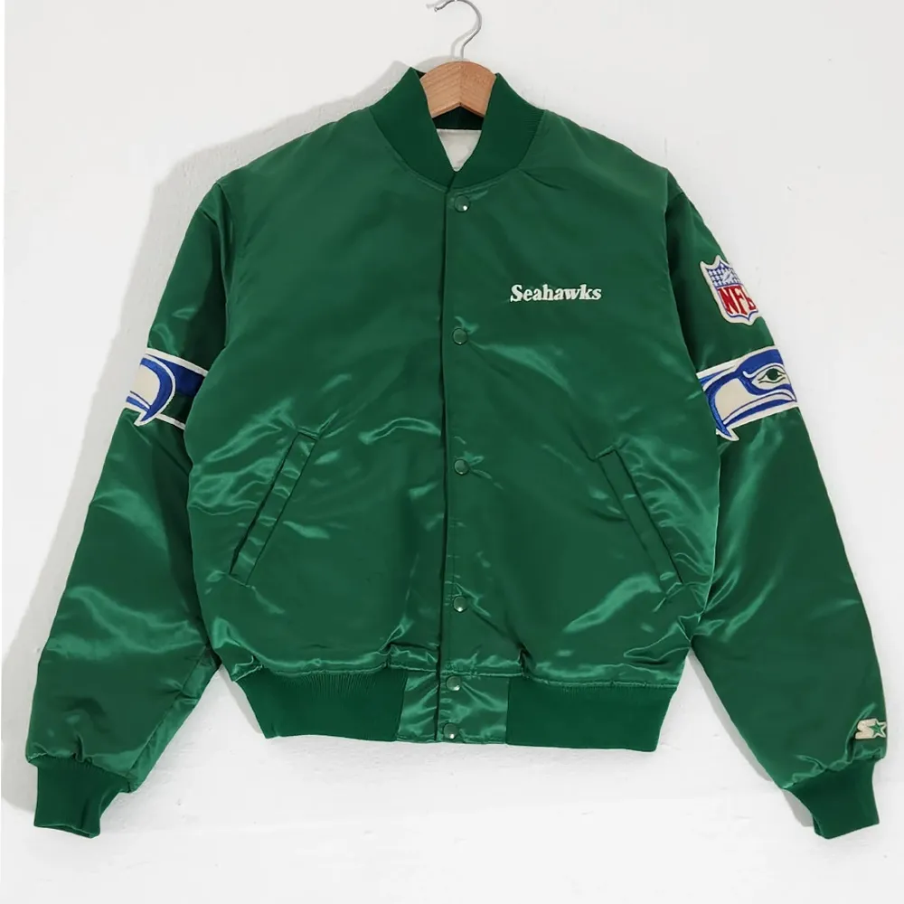 Seattle Seahawks 1990s Green Satin Jacket Seattle Seahawks 1990s Green Satin Jacket