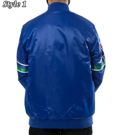 Seattle Seahawks 80s Bomber Blue Satin Jacket