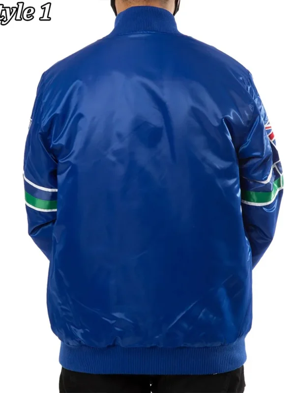 Seattle Seahawks 80s Bomber Blue Satin Jacket