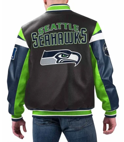 Seattle Seahawks Black Varsity Full-Zip Leather Jacket