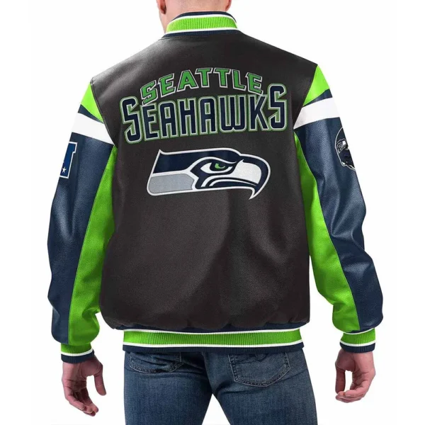 Seattle Seahawks Black Varsity Full-Zip Leather Jacket