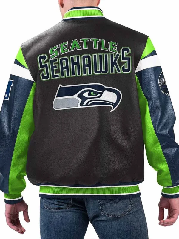 Seattle Seahawks Black Varsity Full-Zip Leather Jacket