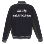 Seattle Seahawks Black and Gray Varsity Wool Jacket