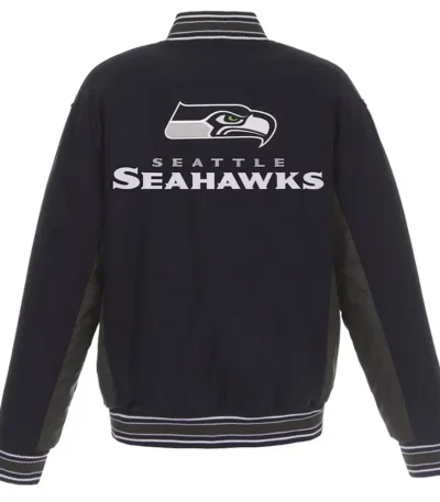 Seattle Seahawks Black and Gray Varsity Wool Jacket