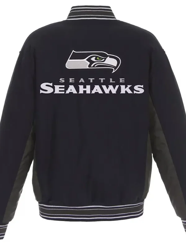 Seattle Seahawks Black and Gray Varsity Wool Jacket