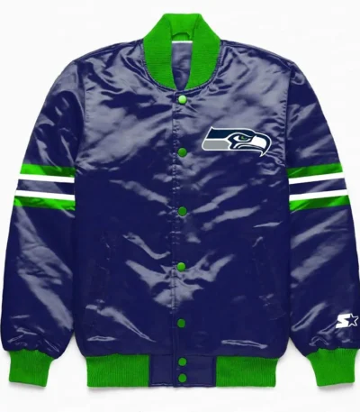 Seattle Seahawks Button Down Blue Jacket