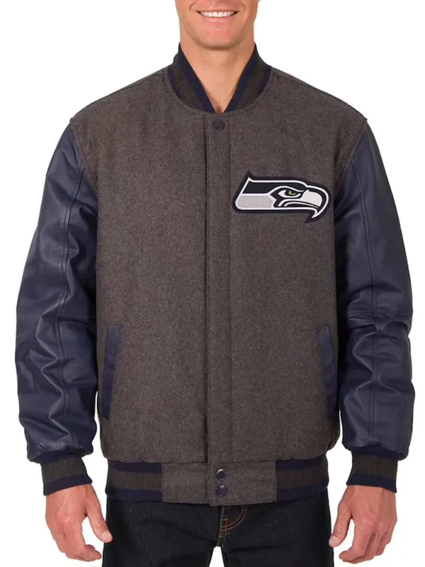 Seattle Seahawks Charcoal and Navy Varsity Jacket