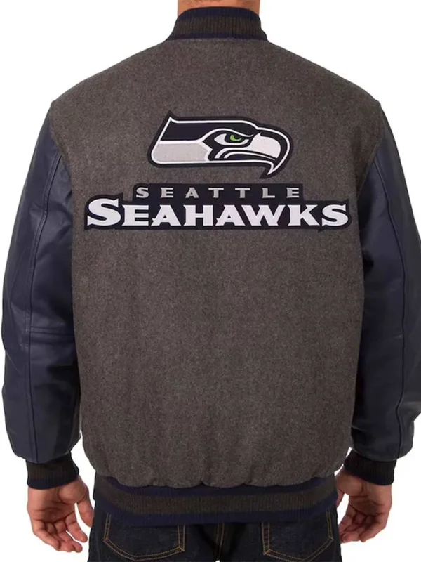 Seattle Seahawks Charcoal and Navy Varsity Jacket