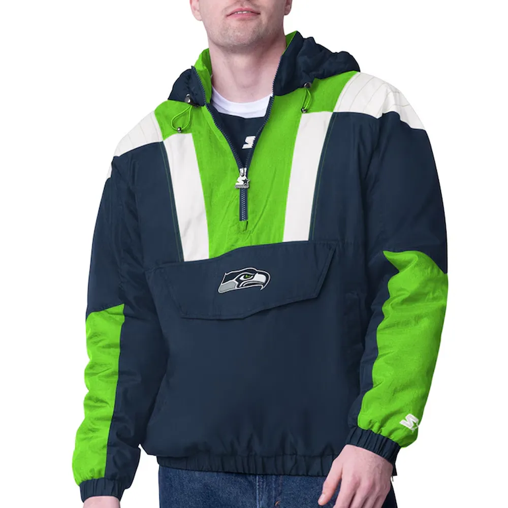 Seattle Seahawks Charger Half-Zip Pullover Jacket Seattle Seahawks Charger Half-Zip Pullover Jacket
