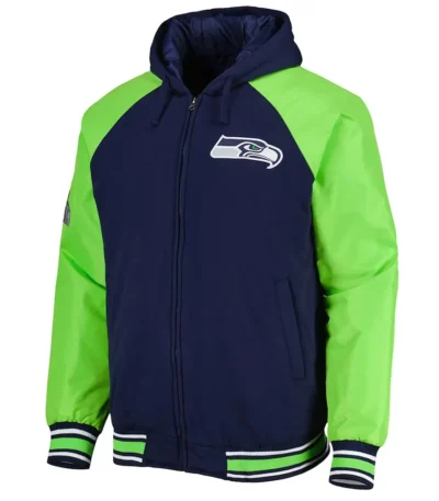 Seattle Seahawks College Defender Navy Hooded Varsity Jacket