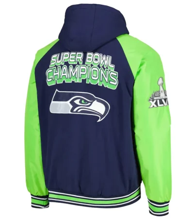 Seattle Seahawks College Defender Navy Hooded Varsity Jacket