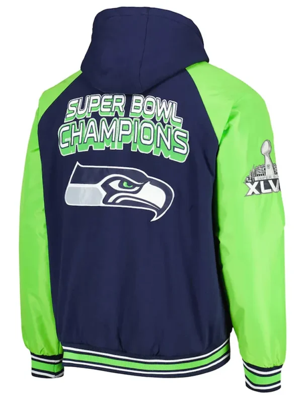 Seattle Seahawks College Defender Navy Hooded Varsity Jacket