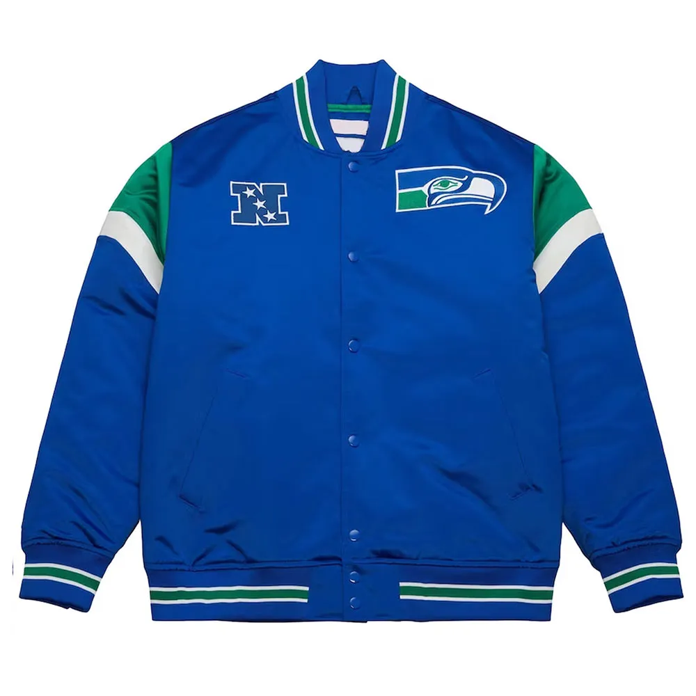 Seattle Seahawks Heavyweight Royal Satin Jacket Seattle Seahawks Heavyweight Royal Satin Jacket