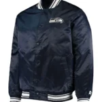 Seattle Seahawks Locker Room Full-Snap Navy Blue Bomber Jacket
