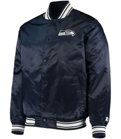Seattle Seahawks Locker Room Full-Snap Navy Blue Bomber Jacket