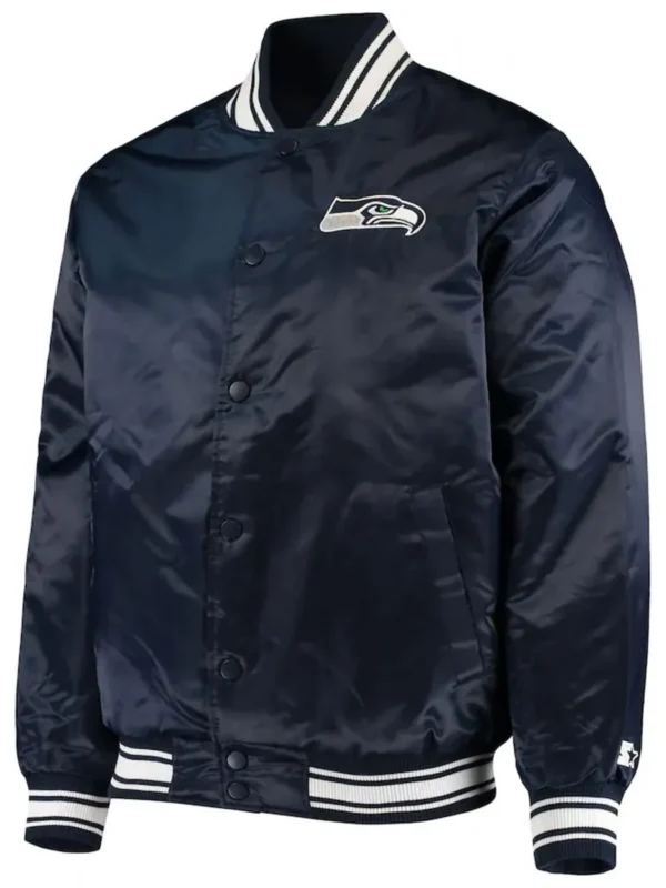 Seattle Seahawks Locker Room Full-Snap Navy Blue Bomber Jacket