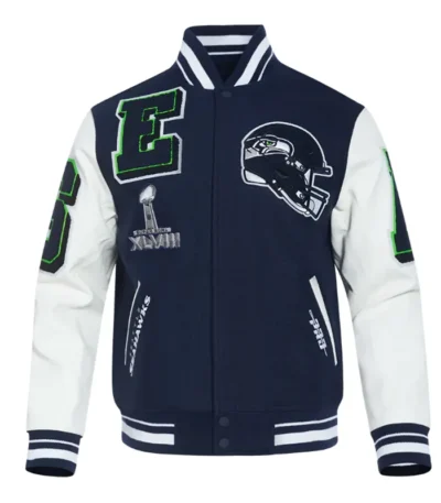 Seattle Seahawks Mashup Rib Varsity Wool-Leather Jacket