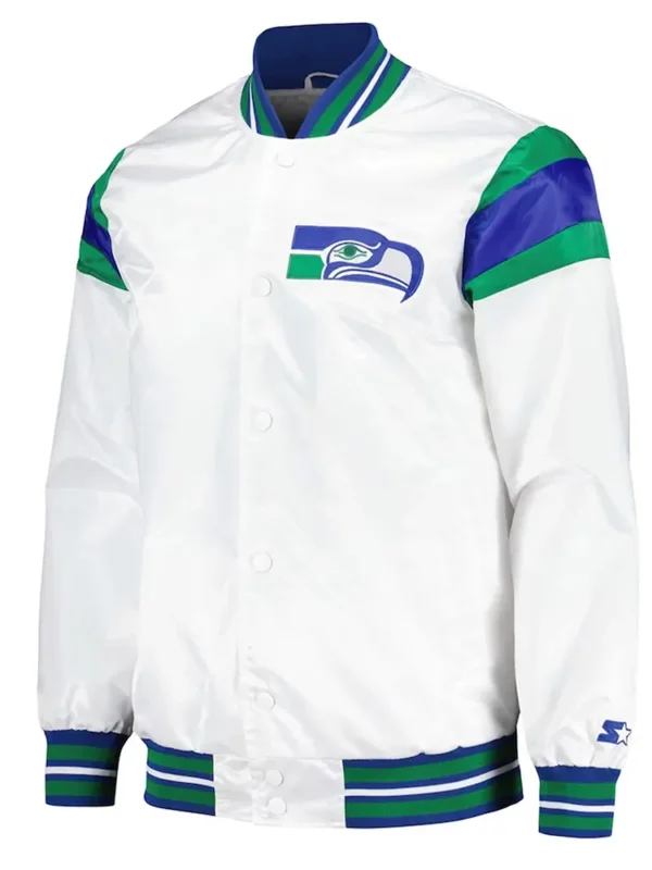 Seattle Seahawks Midweight White Satin Jacket