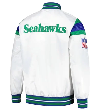 Seattle Seahawks Midweight White Satin Jacket