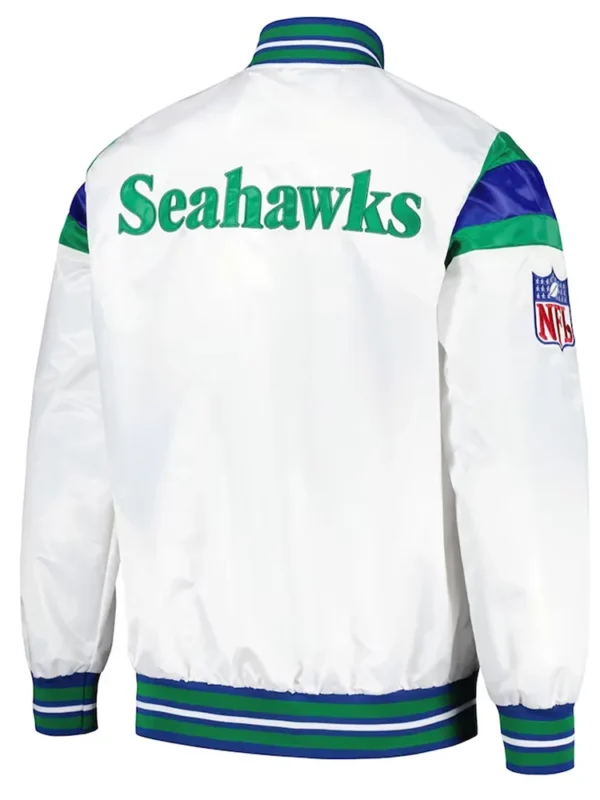 Seattle Seahawks Midweight White Satin Jacket