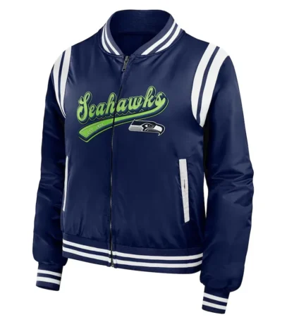 Seattle Seahawks Navy Bomber Full-Zip Jacket