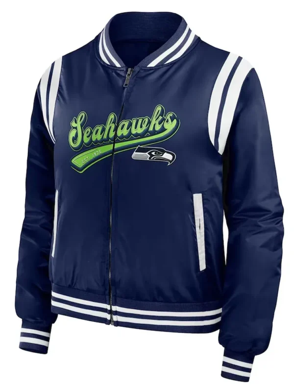 Seattle Seahawks Navy Bomber Full-Zip Jacket