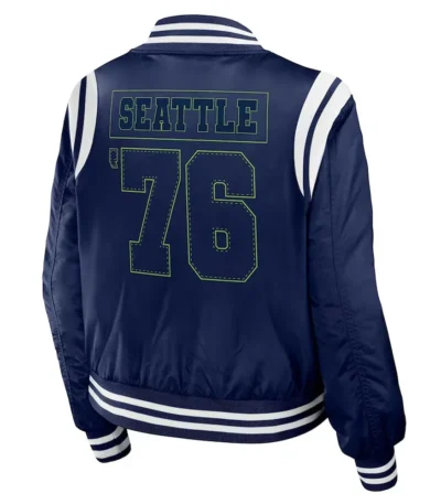 Seattle Seahawks Navy Bomber Full-Zip Jacket