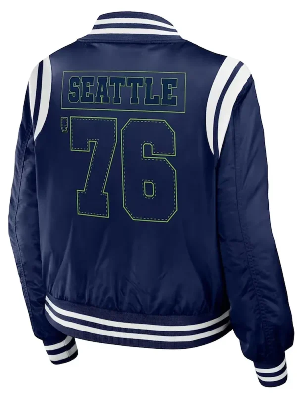 Seattle Seahawks Navy Bomber Full-Zip Jacket