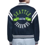Seattle Seahawks Printed Logo Varsity Satin Jacket