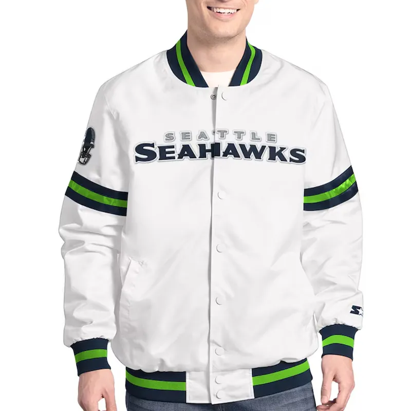 Seattle Seahawks Scout Varsity Satin Jacket Seattle Seahawks Scout Varsity Satin Jacket