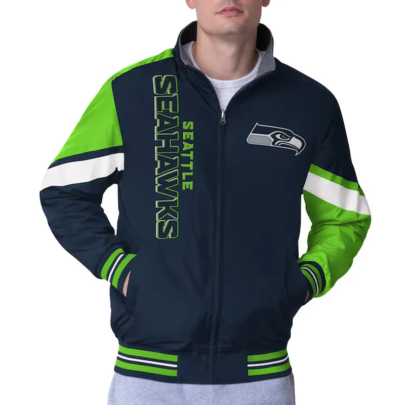 Seattle Seahawks Strong Arm Navy Full-Zip Jacket Seattle Seahawks Strong Arm Navy Full-Zip Jacket