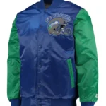 Seattle Seahawks Throwback Blue and Green Varsity Satin Jacket