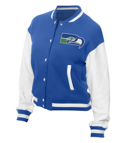 Seattle Seahawks Throwback Royal and White Fleece Jacket