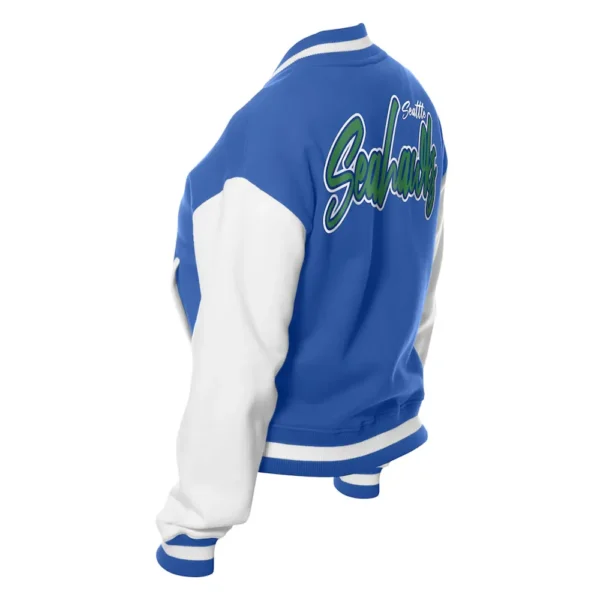 Seattle Seahawks Throwback Royal and White Fleece Jacket