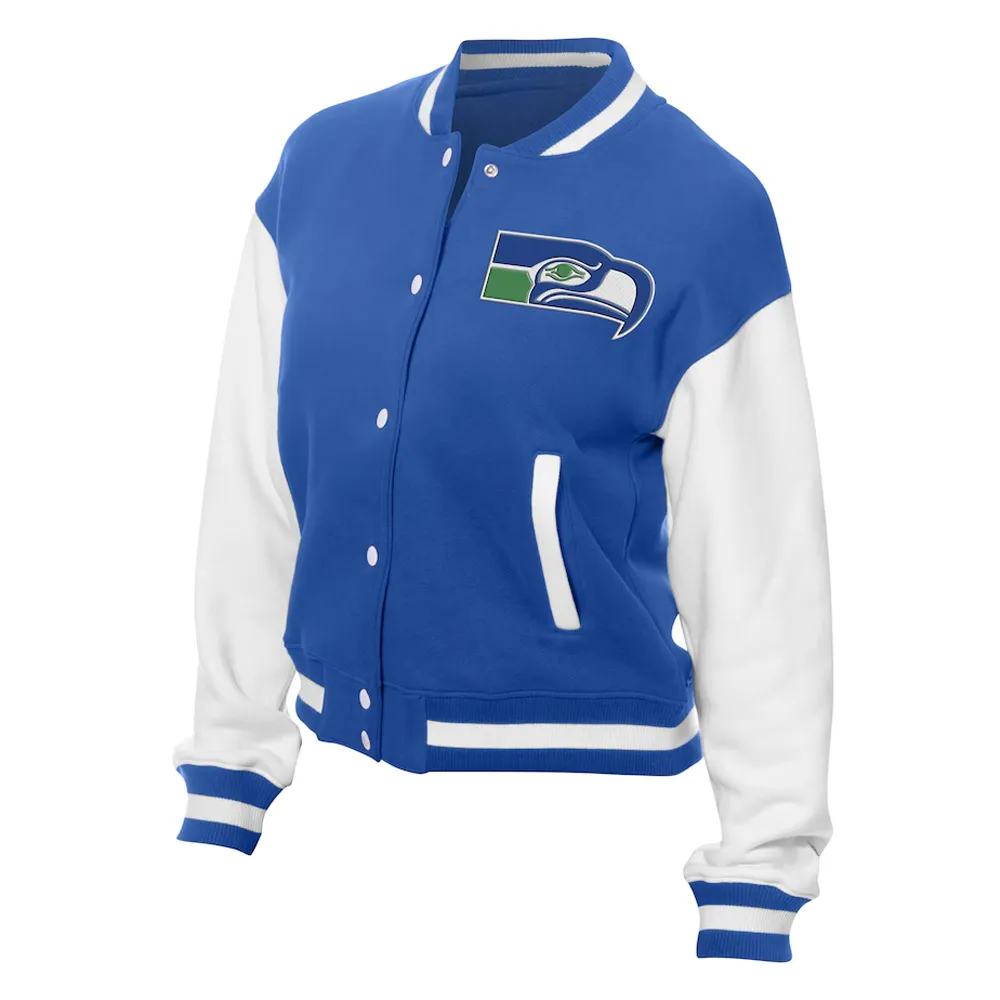 Seattle Seahawks Throwback Royal and White Fleece Jacket Seattle Seahawks Throwback Royal and White Fleece Jacket
