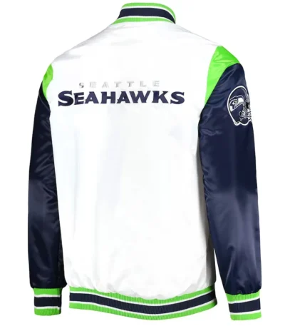Seattle Seahawks Throwback Warm Up Pitch Varsity Satin Jacket