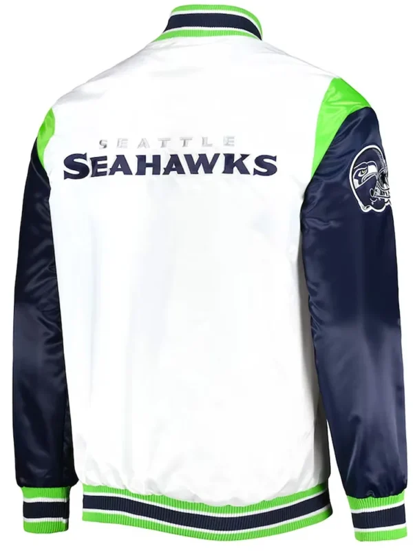 Seattle Seahawks Throwback Warm Up Pitch Varsity Satin Jacket