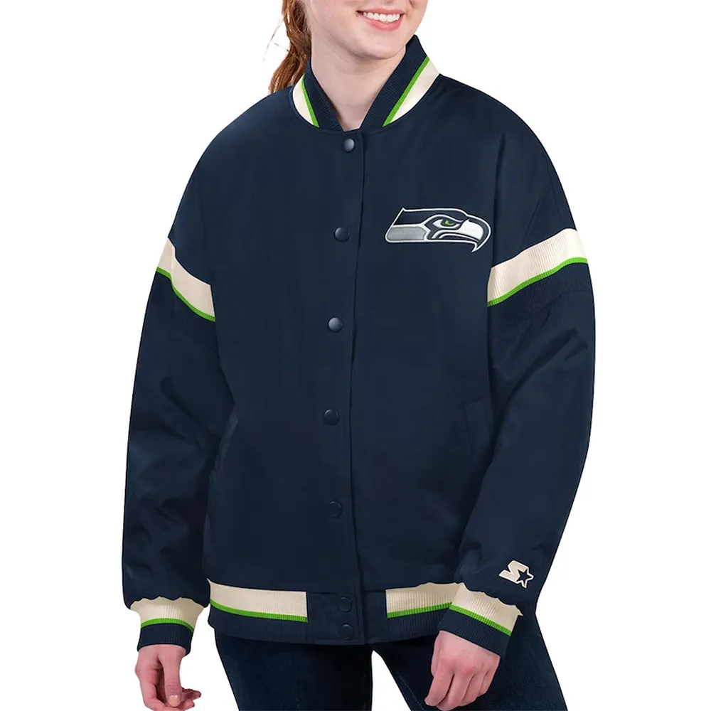 Seattle Seahawks Tournament Navy Varsity Jacket Seattle Seahawks Tournament Navy Varsity Jacket