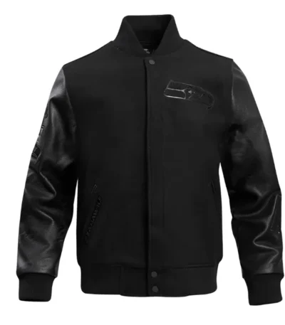 Seattle Seahawks Triple Black Varsity Wool-leather Jacket