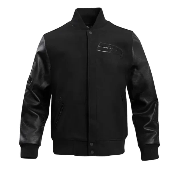Seattle Seahawks Triple Black Varsity Wool-leather Jacket