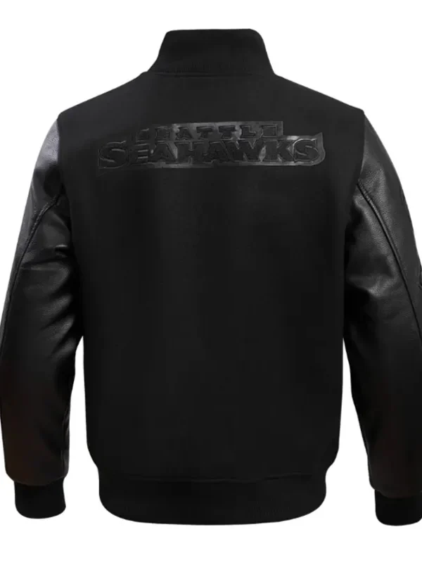Seattle Seahawks Triple Black Varsity Wool-leather Jacket